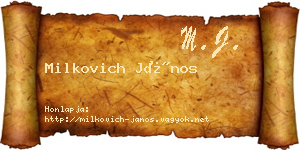 Milkovich János névjegykártya