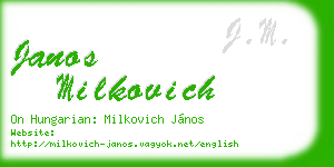 janos milkovich business card